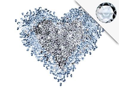 Muurstickers No.421 Diamond Heart + 15 CRYSTALLIZED™ Swarovski-Stones Set