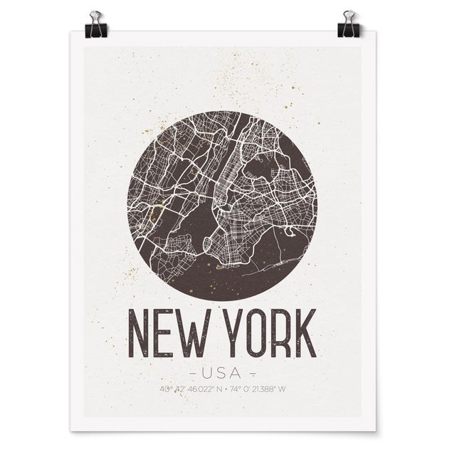 Posters New York City Map - Retro