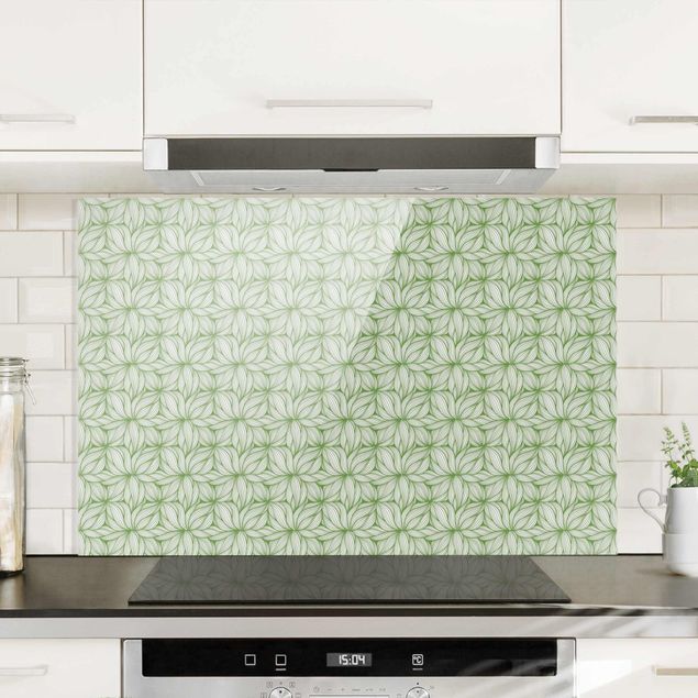 Spatscherm keuken Leaf Pattern In Green