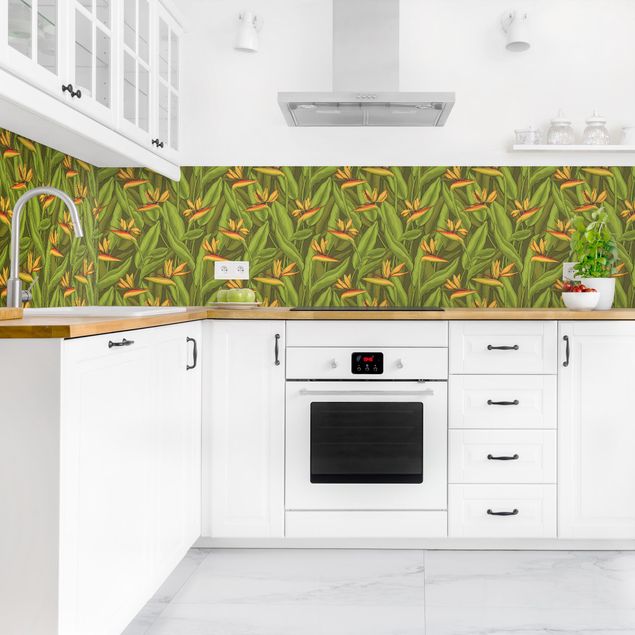 Achterwand voor keuken patroon Crane Flower
