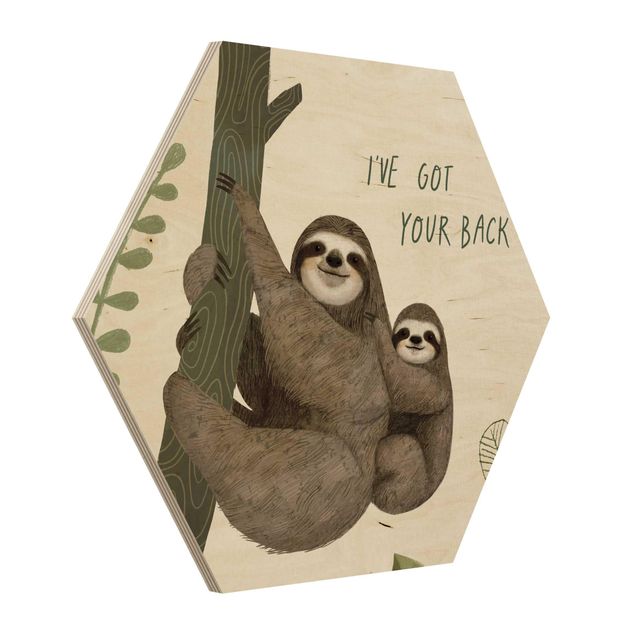 Hexagons houten schilderijen Sloth Sayings - Back