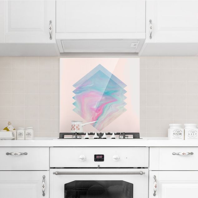 Spatscherm keuken Pink Water Marble
