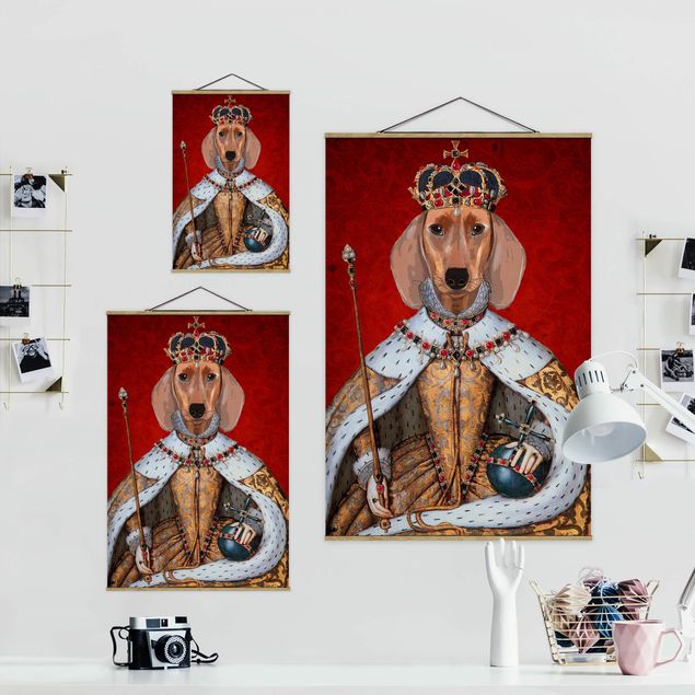 Stoffen schilderij met posterlijst Animal Portrait - Dachshund Queen