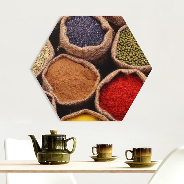 Hexagons Forex schilderijen Colourful Spices