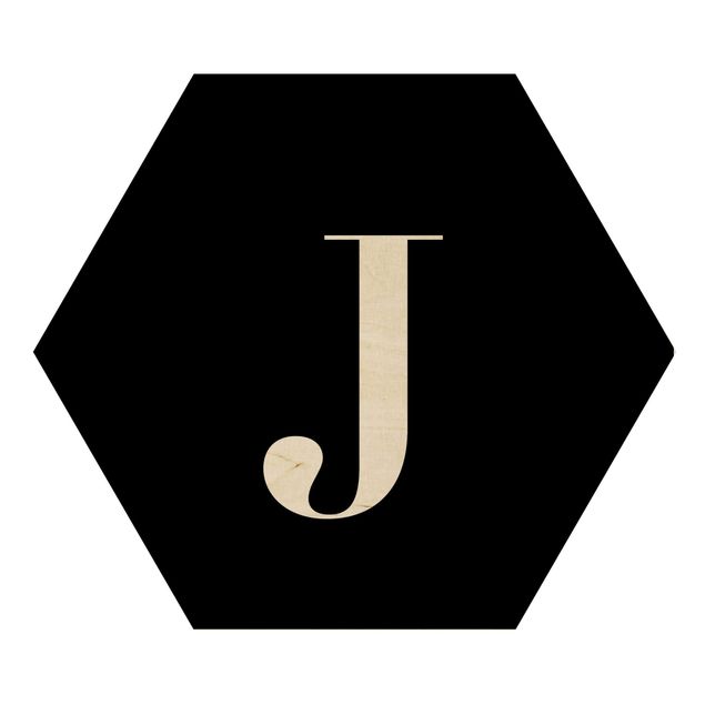 Hexagons houten schilderijen Letter Serif Black J