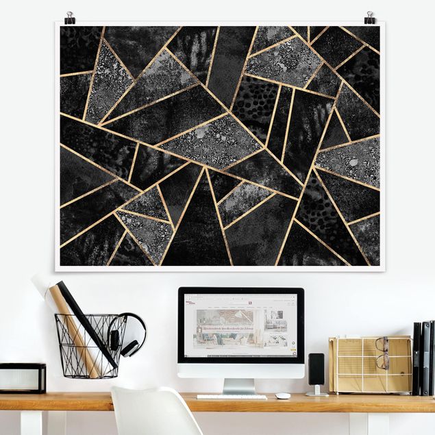 Posters Grey Triangles Gold