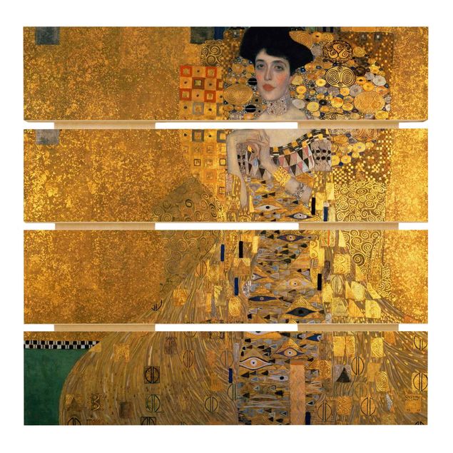 Houten schilderijen op plank Gustav Klimt - Portrait Of Adele Bloch-Bauer I