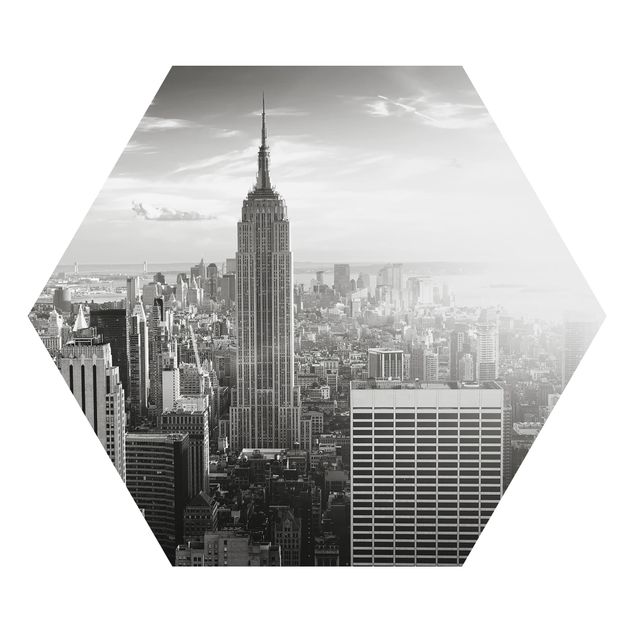 Hexagons Aluminium Dibond schilderijen Manhattan Skyline