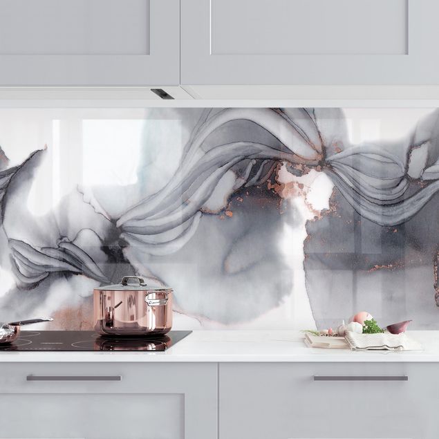 Achterwand voor keuken patroon Black Medusa With Coppery Shimmer
