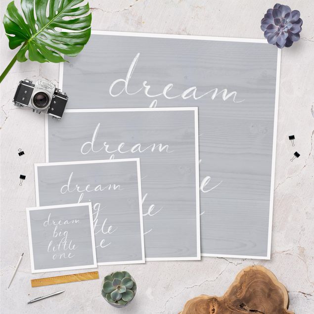 Posters Wooden Wall Gray - Dream Big
