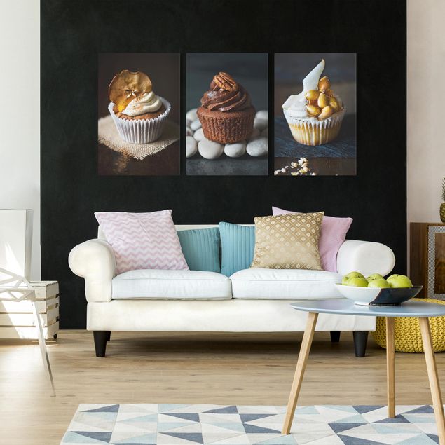 Canvas schilderijen - 3-delig Juicy Cupcakes