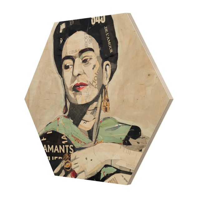 Hexagons houten schilderijen Frida Kahlo - Collage No.4