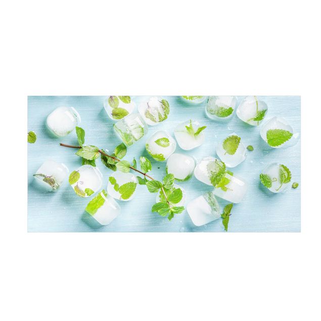 Vloerkleed eetkamer Ice Cubes With Mint Leaves