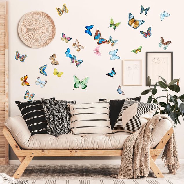 Muurstickers dieren Watercolour Butterflies Set
