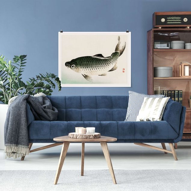 Posters Asian Vintage Drawing Carp