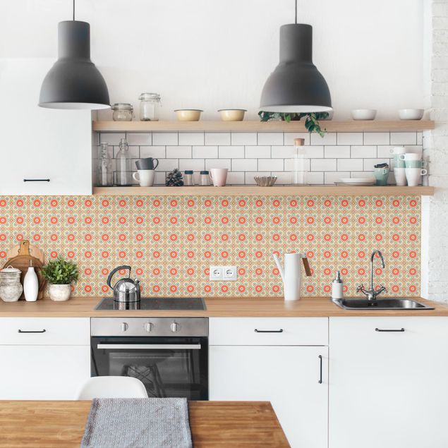 Achterwand voor keuken tegelmotief Oriental Patterns With Colourful Tiles