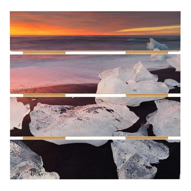 Houten schilderijen op plank Chunks Of Ice Jökulsárlón Iceland