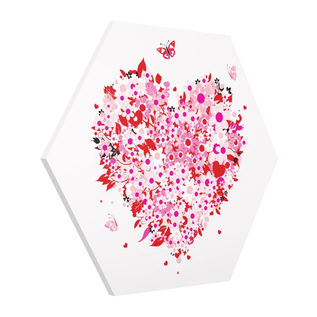 Hexagons Forex schilderijen Floral Retro Heart