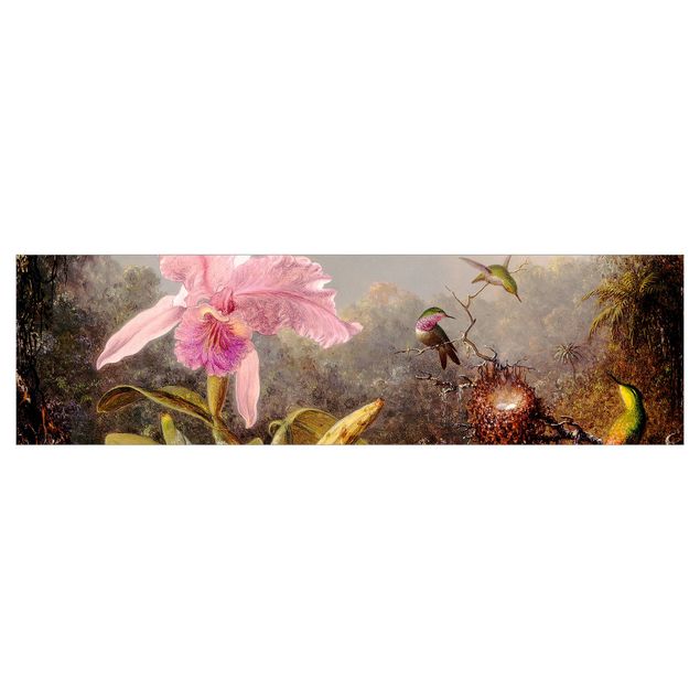 Keukenachterwanden Martin Johnson Heade - Orchid And Three Hummingbirds