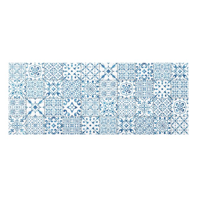 Spatscherm keuken Pattern Tiles Blue White