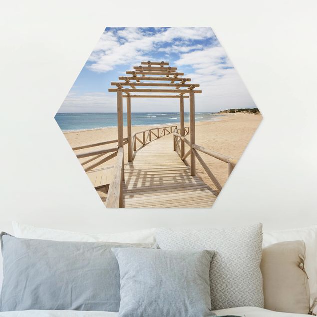 Hexagons Forex schilderijen Beach Path To The Sea In Andalusia