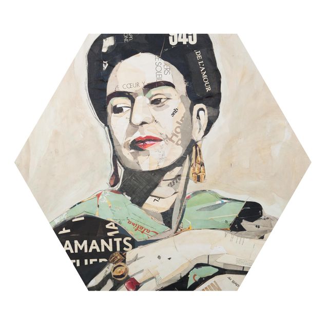 Hexagons Aluminium Dibond schilderijen Frida Kahlo - Collage No.4