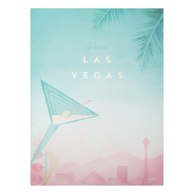 Aluminium Dibond schilderijen Travel Poster - Viva Las Vegas