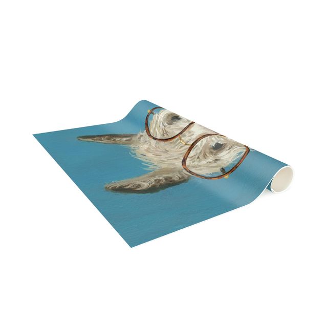 blauw vloerkleden Lama With Glasses I