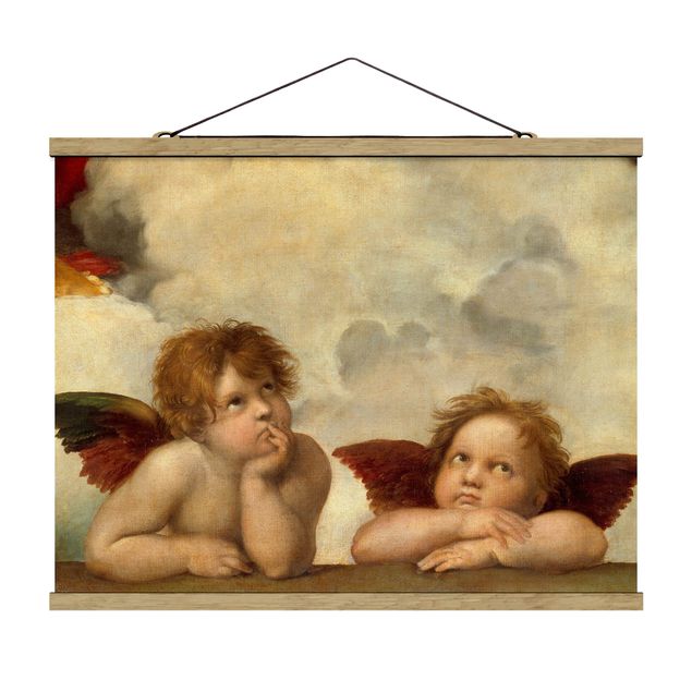 Stoffen schilderij met posterlijst Raffael - Two Angels. Detail from The Sistine Madonna
