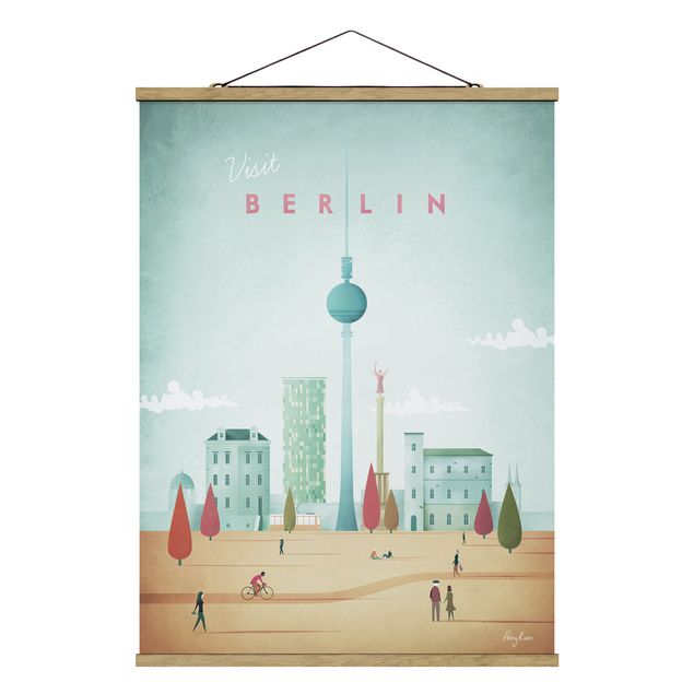 Stoffen schilderij met posterlijst Travel Poster - Berlin
