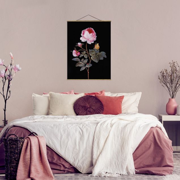 Stoffen schilderij met posterlijst Barbara Regina Dietzsch - The Hundred-Petalled Rose