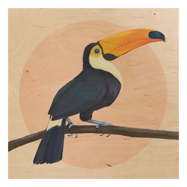 Houten schilderijen Illustration Bird Toucan Painting Pastel
