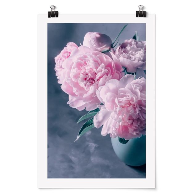 Posters Vase With Light Pink Peony Shabby