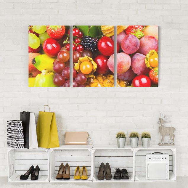 Canvas schilderijen - 3-delig Colourful Exotic Fruits
