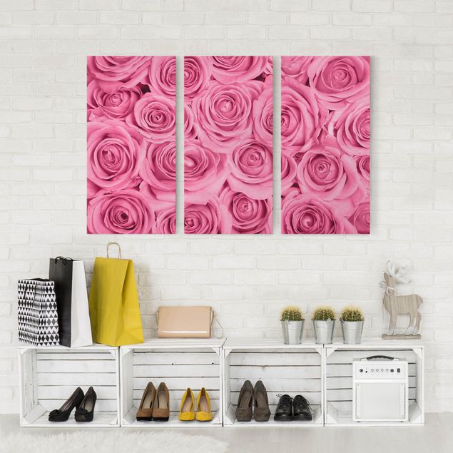 Canvas schilderijen - 3-delig Pink Roses