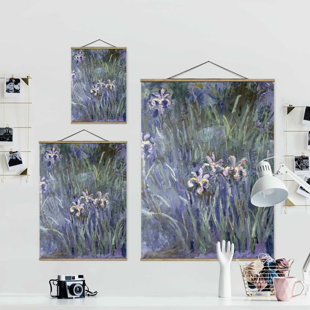 Stoffen schilderij met posterlijst Claude Monet - Iris
