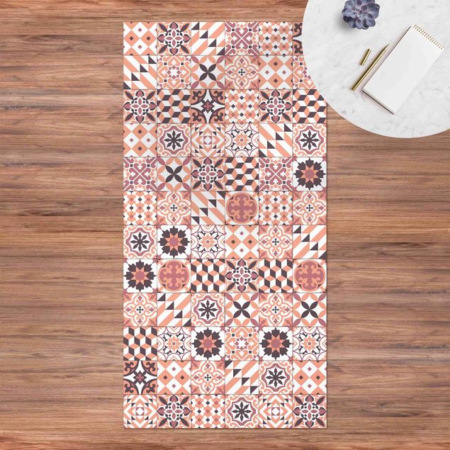 Loper tapijt Geometrical Tile Mix Orange