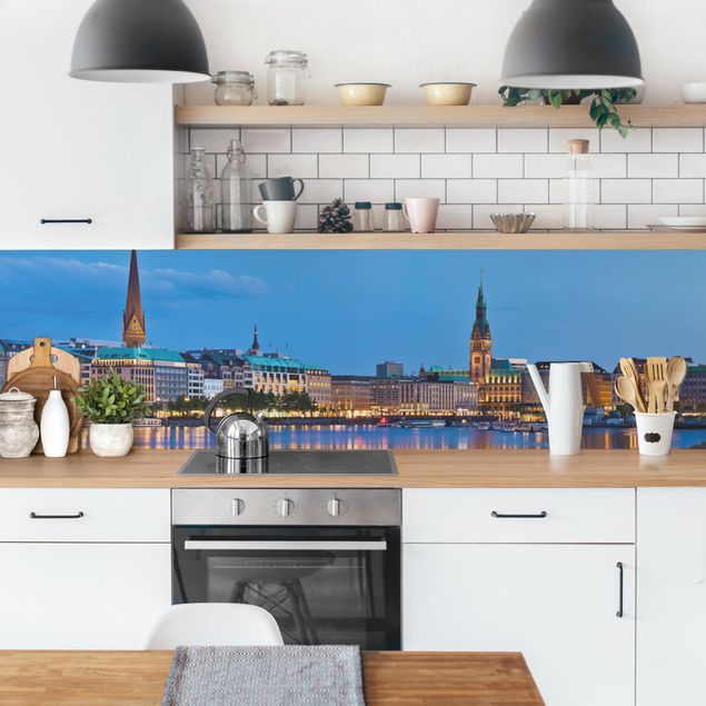 Achterkant keuken Hamburg Skyline