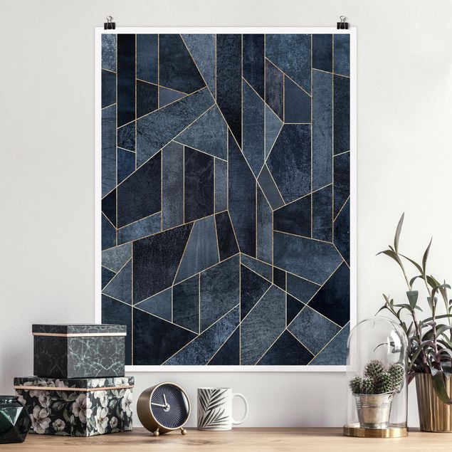 Posters Blue Geometry Watercolour
