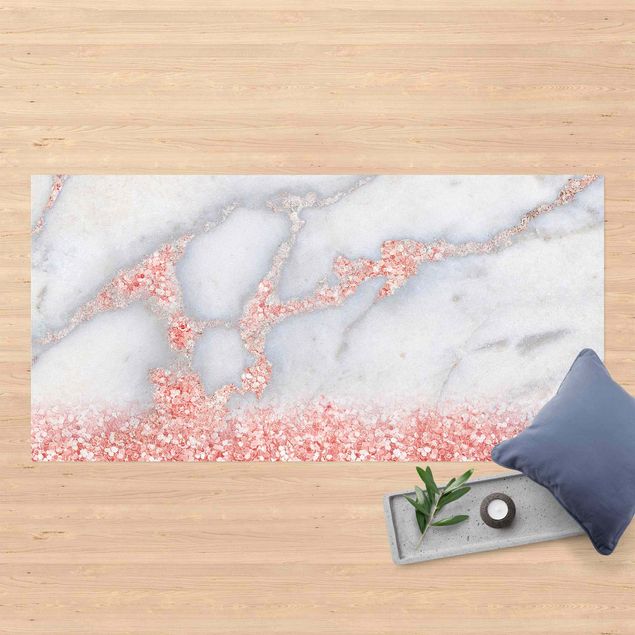 loper vloerkleed Marble Look With Pink Confetti