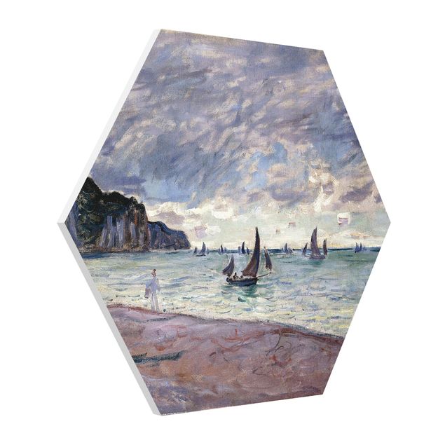 Hexagons Forex schilderijen Claude Monet - Fishing Boats In Front Of The Beach And Cliffs Of Pourville