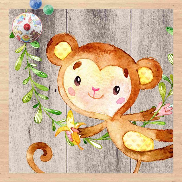 tapijt modern Watercolour Monkey On Wood