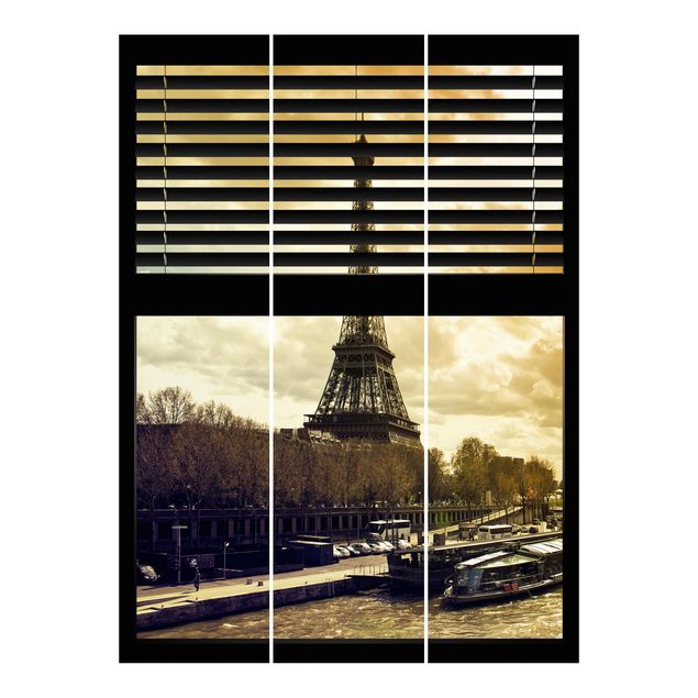 Schuifgordijnen Window View Blinds - Paris Eiffel Tower sunset