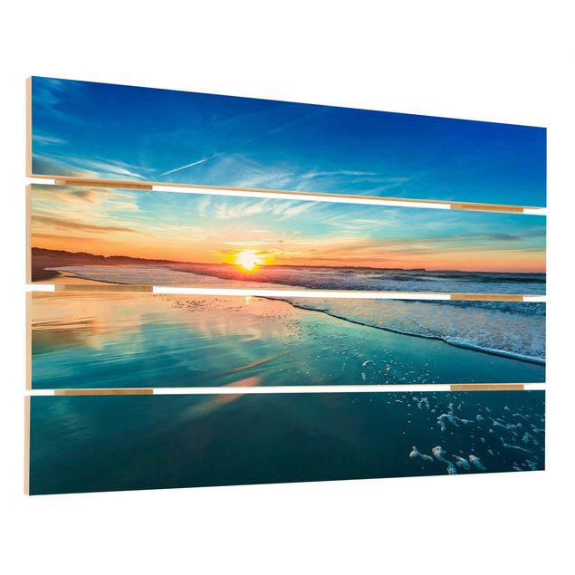 Houten schilderijen op plank Romantic Sunset By The Sea