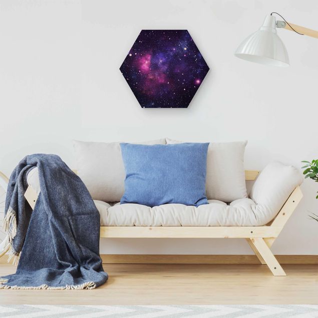 Hexagons houten schilderijen Galaxy