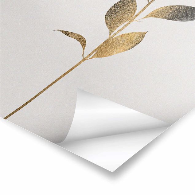 Posters Graphical Plant World - Gold And Grey