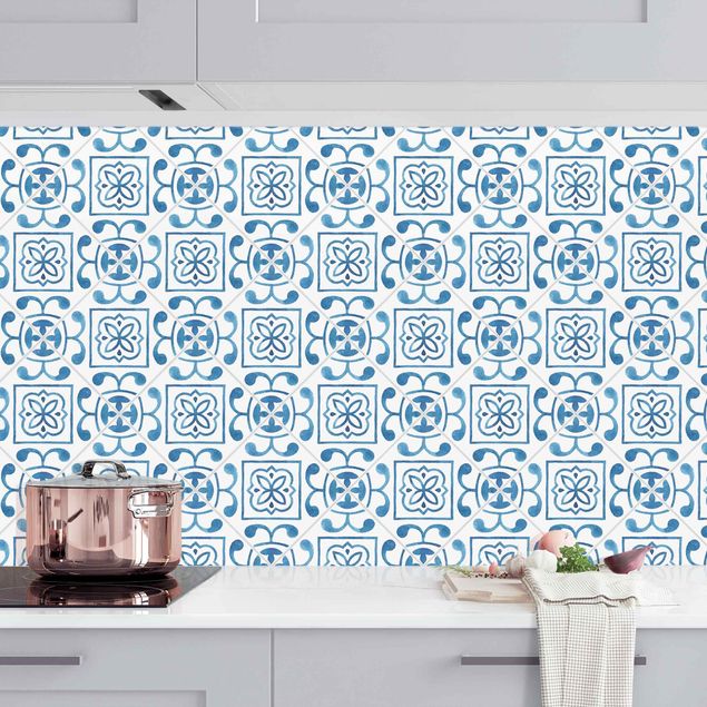 Achterwand voor keuken patroon Watercolour Tiles - Lagos