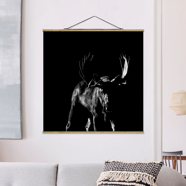 Stoffen schilderij met posterlijst Bull In The Dark