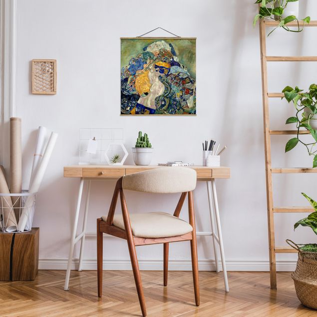 Stoffen schilderij met posterlijst Gustav Klimt - Baby (cradle)