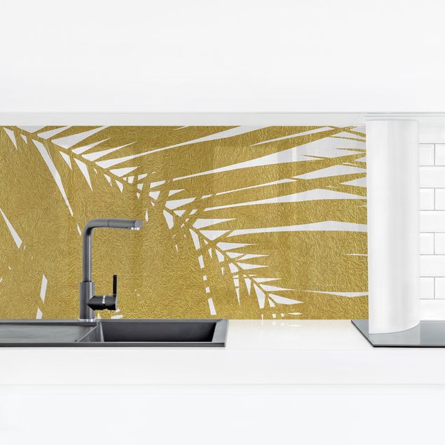 Achterwand voor keuken landschap View Through Golden Palm Leaves